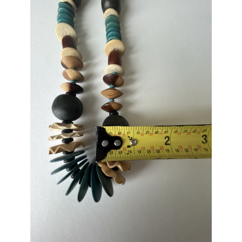 Vtg Chunky Necklaces One Mixed Metal 3 Strand And A Wood Piece Made Philippines - Picture 15 of 16